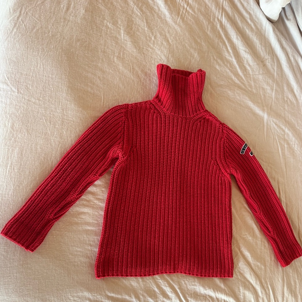 Vintage Calvin Klein Red Knit Turtleneck Sweater - Women's